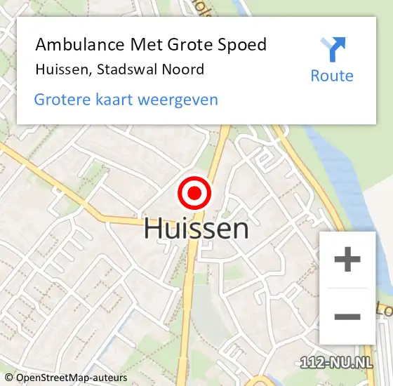 Locatie op kaart van de 112 melding: Ambulance Met Grote Spoed Naar Huissen, Stadswal Noord op 17 mei 2022 03:17
