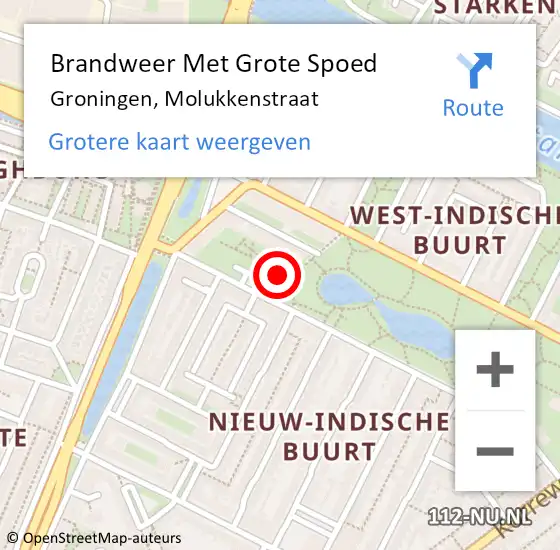 Locatie op kaart van de 112 melding: Brandweer Met Grote Spoed Naar Groningen, Molukkenstraat op 17 mei 2022 06:56