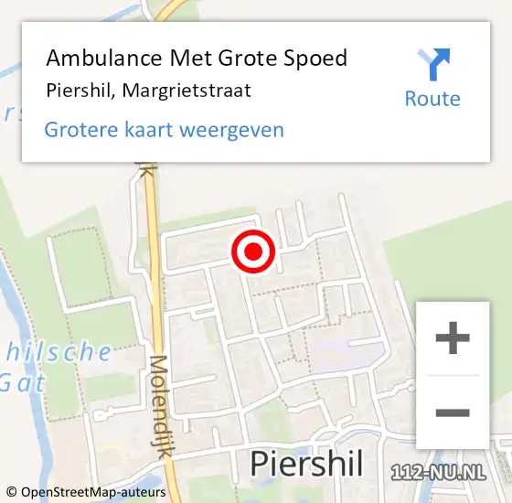 Locatie op kaart van de 112 melding: Ambulance Met Grote Spoed Naar Piershil, Margrietstraat op 17 mei 2022 08:35