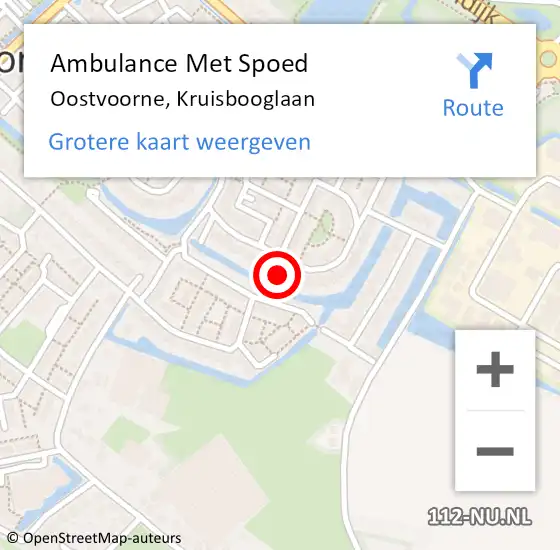 Locatie op kaart van de 112 melding: Ambulance Met Spoed Naar Oostvoorne, Kruisbooglaan op 17 mei 2022 08:36