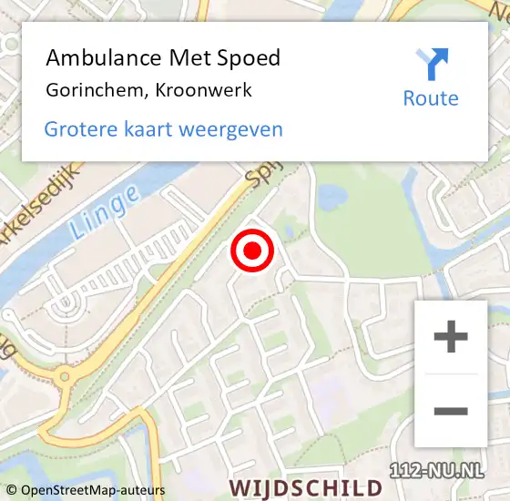 Locatie op kaart van de 112 melding: Ambulance Met Spoed Naar Gorinchem, Kroonwerk op 17 mei 2022 08:45