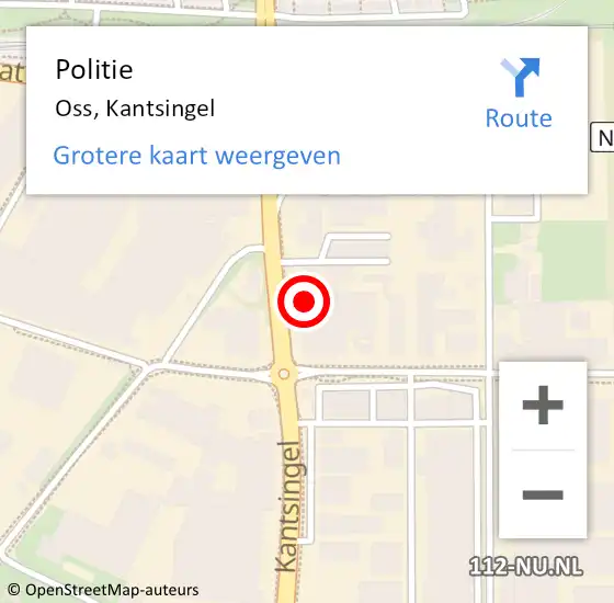 Locatie op kaart van de 112 melding: Politie Oss, Kantsingel op 17 mei 2022 12:45