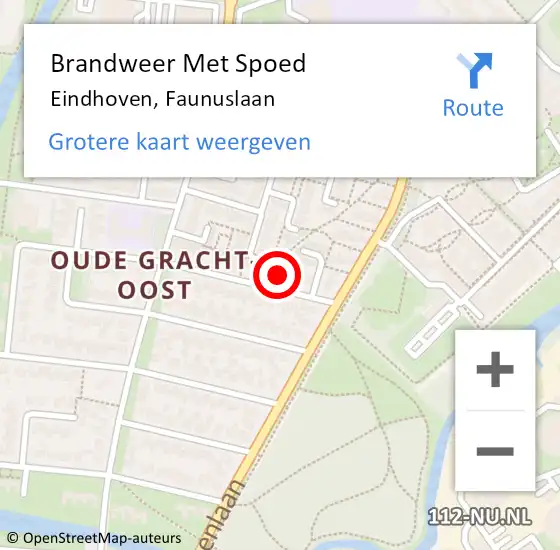 Locatie op kaart van de 112 melding: Brandweer Met Spoed Naar Eindhoven, Faunuslaan op 17 mei 2022 13:52