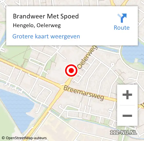 Locatie op kaart van de 112 melding: Brandweer Met Spoed Naar Hengelo, Oelerweg op 17 mei 2022 14:42