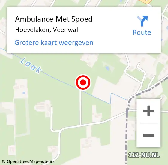 Locatie op kaart van de 112 melding: Ambulance Met Spoed Naar Hoevelaken, Veenwal op 17 mei 2022 15:00