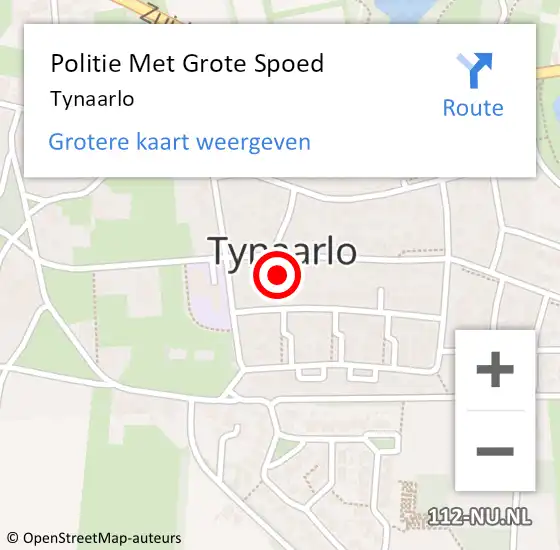 Locatie op kaart van de 112 melding: Politie Met Grote Spoed Naar Tynaarlo op 17 mei 2022 15:01