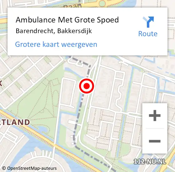 Locatie op kaart van de 112 melding: Ambulance Met Grote Spoed Naar Barendrecht, Bakkersdijk op 17 mei 2022 15:03