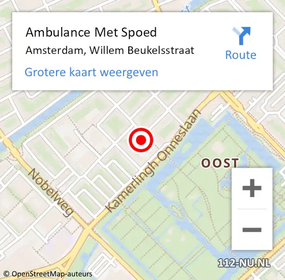Locatie op kaart van de 112 melding: Ambulance Met Spoed Naar Amsterdam, Willem Beukelsstraat op 17 mei 2022 16:10