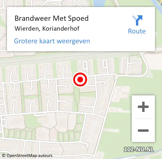 Locatie op kaart van de 112 melding: Brandweer Met Spoed Naar Wierden, Korianderhof op 17 mei 2022 17:58
