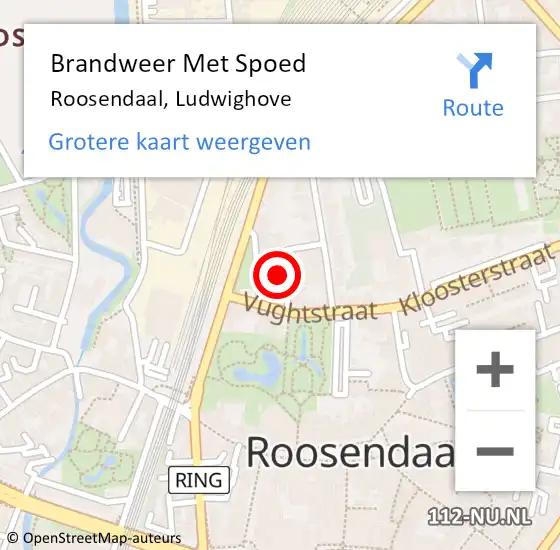 Locatie op kaart van de 112 melding: Brandweer Met Spoed Naar Roosendaal, Ludwighove op 17 mei 2022 18:43
