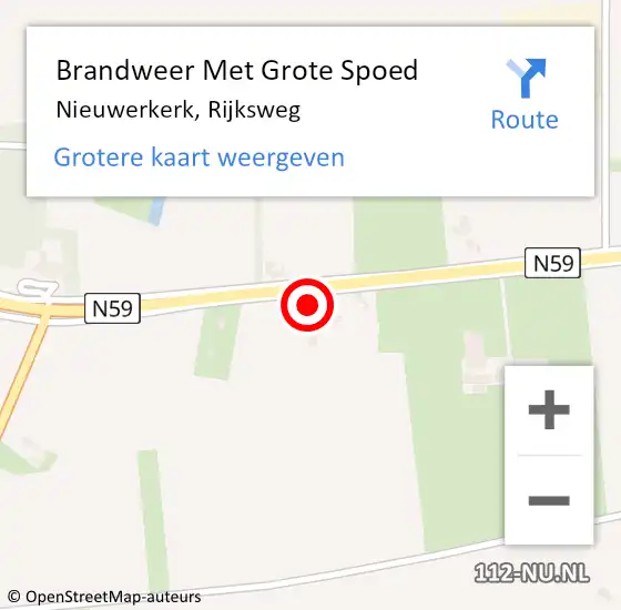 Locatie op kaart van de 112 melding: Brandweer Met Grote Spoed Naar Nieuwerkerk, Rijksweg op 17 mei 2022 19:07