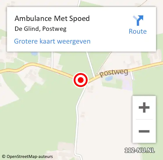 Locatie op kaart van de 112 melding: Ambulance Met Spoed Naar De Glind, Postweg op 17 mei 2022 19:08