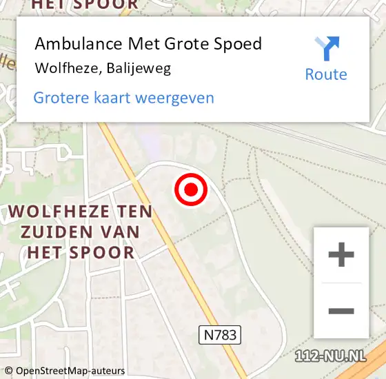 Locatie op kaart van de 112 melding: Ambulance Met Grote Spoed Naar Wolfheze, Balijeweg op 17 mei 2022 19:57