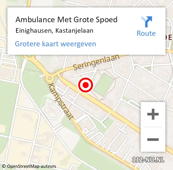 Locatie op kaart van de 112 melding: Ambulance Met Grote Spoed Naar Einighausen, Kastanjelaan op 17 juli 2014 16:10