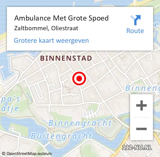 Locatie op kaart van de 112 melding: Ambulance Met Grote Spoed Naar Zaltbommel, Oliestraat op 18 mei 2022 04:56