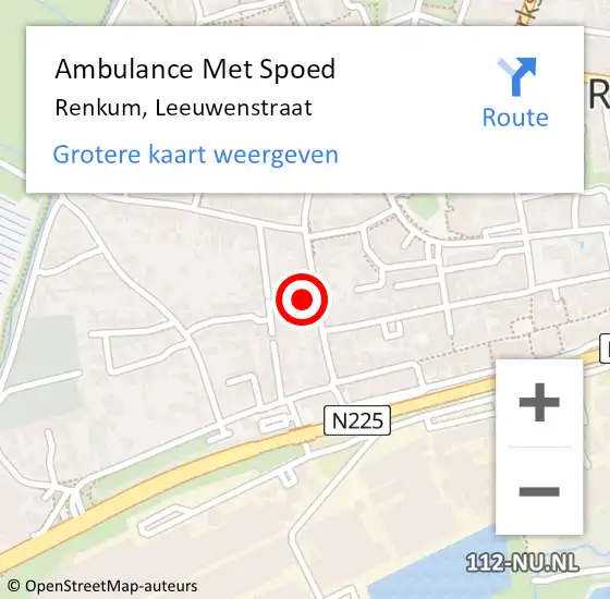 Locatie op kaart van de 112 melding: Ambulance Met Spoed Naar Renkum, Leeuwenstraat op 18 mei 2022 07:15