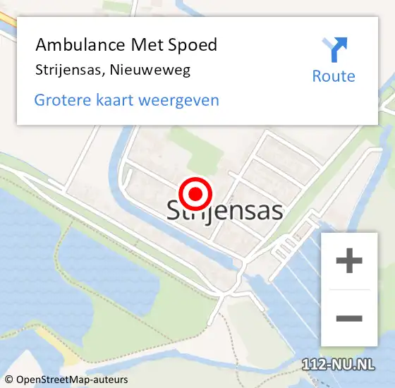 Locatie op kaart van de 112 melding: Ambulance Met Spoed Naar Strijensas, Nieuweweg op 18 mei 2022 09:09
