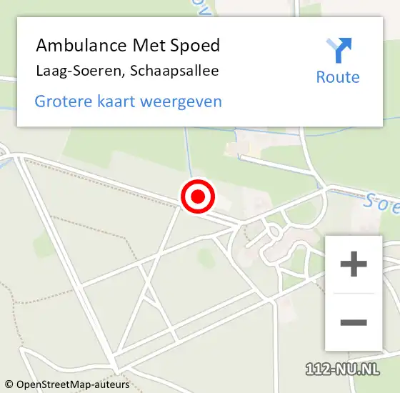 Locatie op kaart van de 112 melding: Ambulance Met Spoed Naar Laag-Soeren, Schaapsallee op 18 mei 2022 14:54