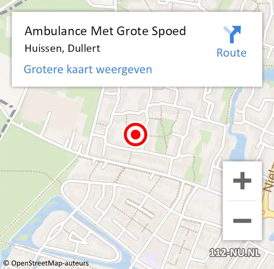 Locatie op kaart van de 112 melding: Ambulance Met Grote Spoed Naar Huissen, Dullert op 18 mei 2022 16:28