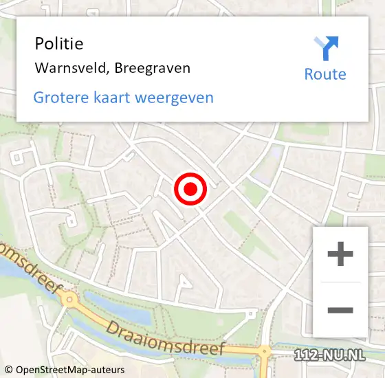 Locatie op kaart van de 112 melding: Politie Warnsveld, Breegraven op 18 mei 2022 16:38