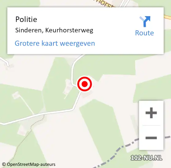 Locatie op kaart van de 112 melding: Politie Sinderen, Keurhorsterweg op 18 mei 2022 16:45