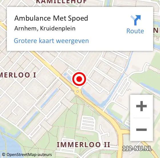 Locatie op kaart van de 112 melding: Ambulance Met Spoed Naar Arnhem, Kruidenplein op 18 mei 2022 16:53