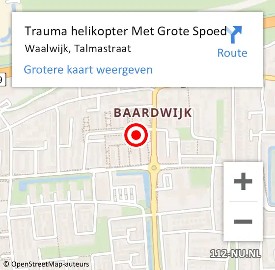Locatie op kaart van de 112 melding: Trauma helikopter Met Grote Spoed Naar Waalwijk, Talmastraat op 18 mei 2022 17:34