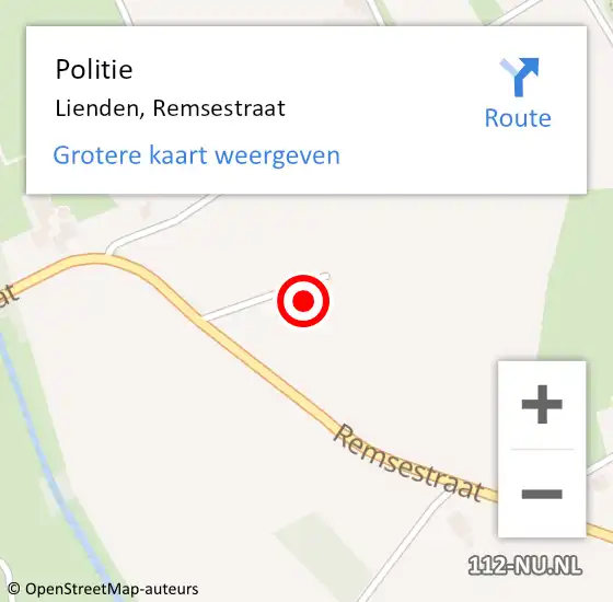 Locatie op kaart van de 112 melding: Politie Lienden, Remsestraat op 18 mei 2022 17:39