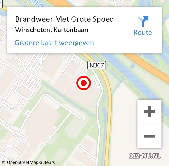 Locatie op kaart van de 112 melding: Brandweer Met Grote Spoed Naar Winschoten, Kartonbaan op 18 mei 2022 17:41
