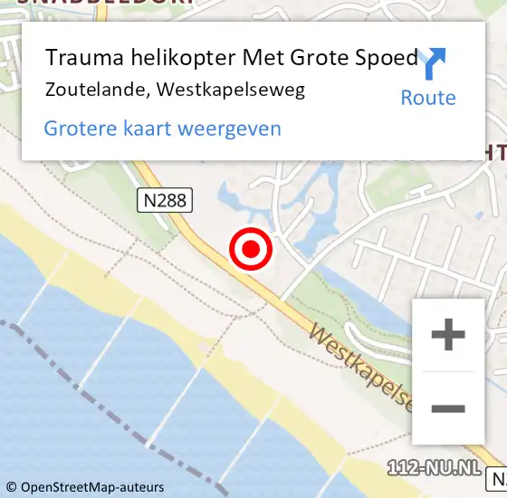 Locatie op kaart van de 112 melding: Trauma helikopter Met Grote Spoed Naar Zoutelande, Westkapelseweg op 18 mei 2022 18:33
