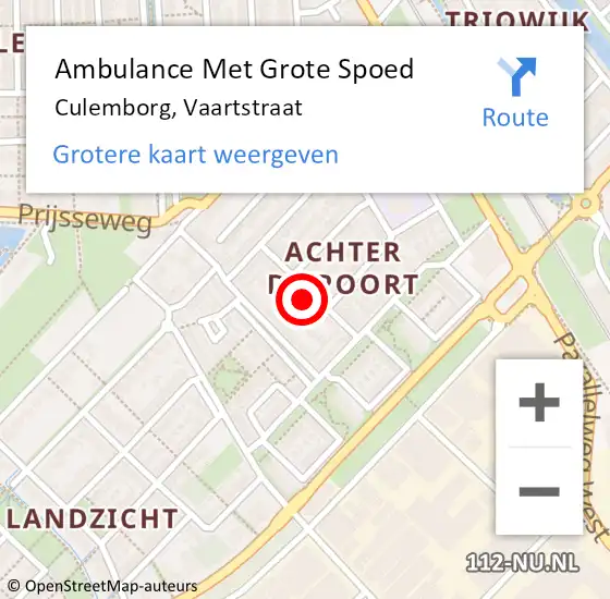 Locatie op kaart van de 112 melding: Ambulance Met Grote Spoed Naar Culemborg, Vaartstraat op 18 mei 2022 19:39