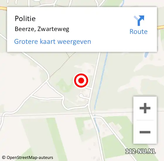 Locatie op kaart van de 112 melding: Politie Beerze, Zwarteweg op 18 mei 2022 20:16