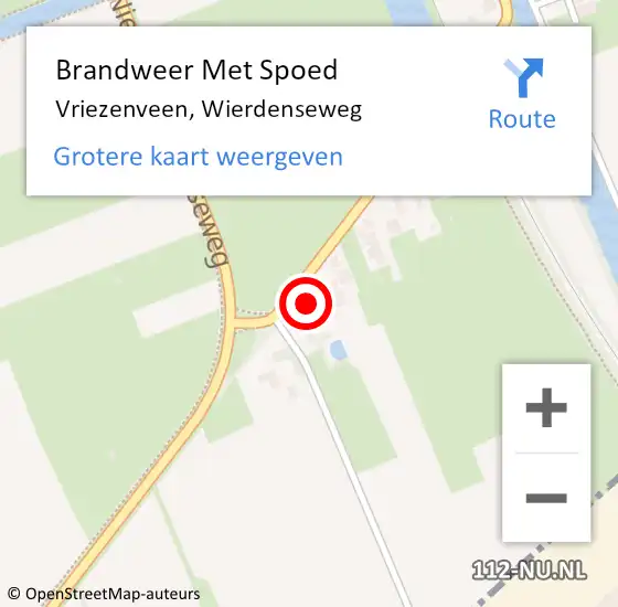 Locatie op kaart van de 112 melding: Brandweer Met Spoed Naar Vriezenveen, Wierdenseweg op 18 mei 2022 21:01