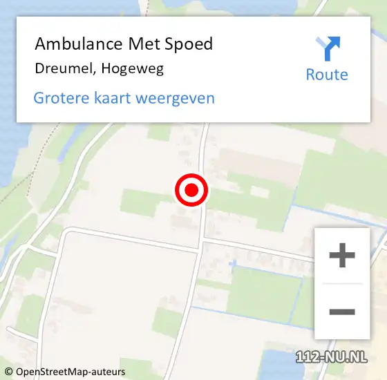 Locatie op kaart van de 112 melding: Ambulance Met Spoed Naar Dreumel, Hogeweg op 19 mei 2022 01:03