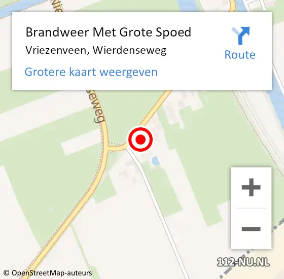 Locatie op kaart van de 112 melding: Brandweer Met Grote Spoed Naar Vriezenveen, Wierdenseweg op 19 mei 2022 02:43