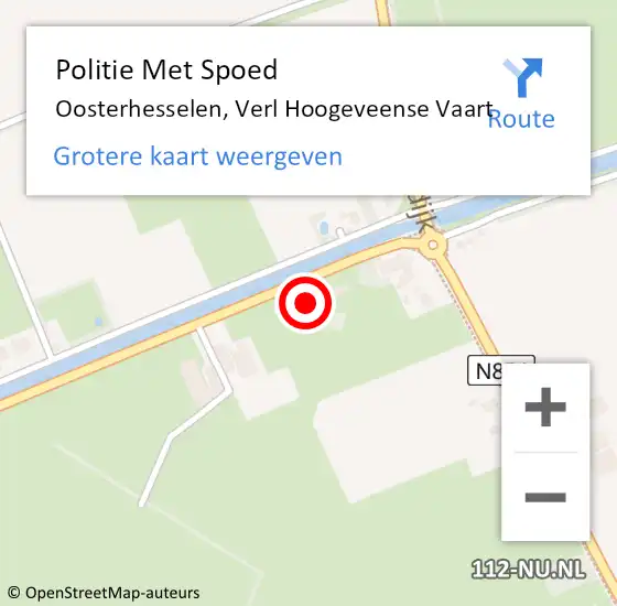 Locatie op kaart van de 112 melding: Politie Met Spoed Naar Oosterhesselen, Verl Hoogeveense Vaart op 19 mei 2022 06:47