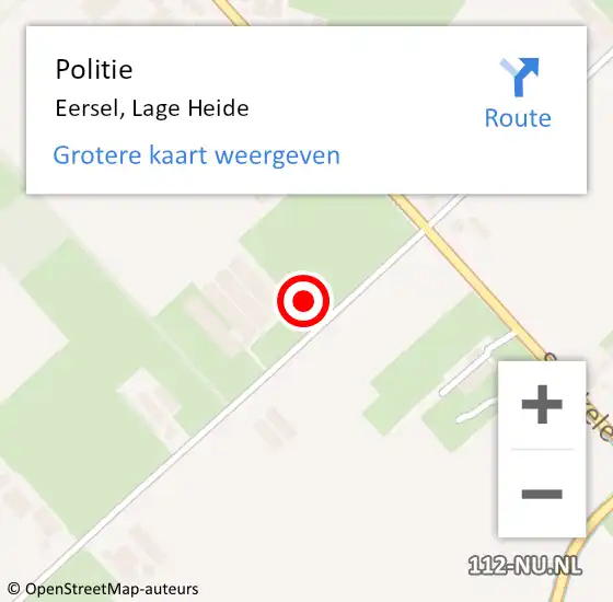 Locatie op kaart van de 112 melding: Politie Eersel, Lage Heide op 19 mei 2022 07:28