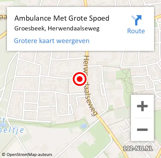 Locatie op kaart van de 112 melding: Ambulance Met Grote Spoed Naar Groesbeek, Herwendaalseweg op 19 mei 2022 07:30