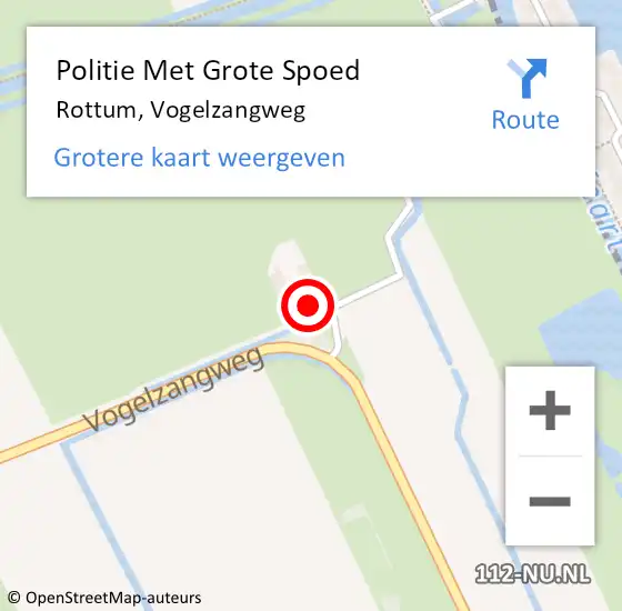 Locatie op kaart van de 112 melding: Politie Met Grote Spoed Naar Rottum, Vogelzangweg op 19 mei 2022 08:05