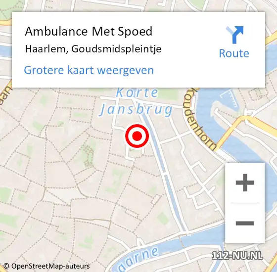 Locatie op kaart van de 112 melding: Ambulance Met Spoed Naar Haarlem, Goudsmidspleintje op 19 mei 2022 08:11