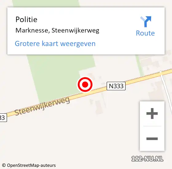 Locatie op kaart van de 112 melding: Politie Marknesse, Steenwijkerweg op 19 mei 2022 09:47