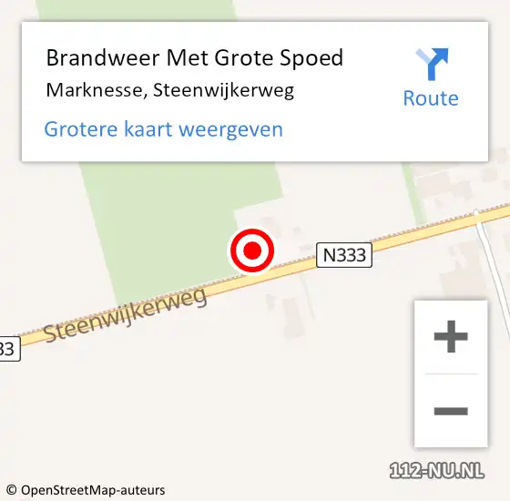 Locatie op kaart van de 112 melding: Brandweer Met Grote Spoed Naar Marknesse, Steenwijkerweg op 19 mei 2022 09:48