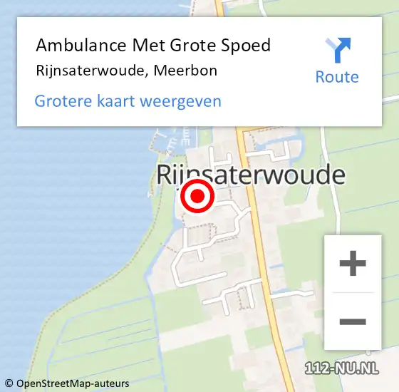 Locatie op kaart van de 112 melding: Ambulance Met Grote Spoed Naar Rijnsaterwoude, Meerbon op 19 mei 2022 10:32