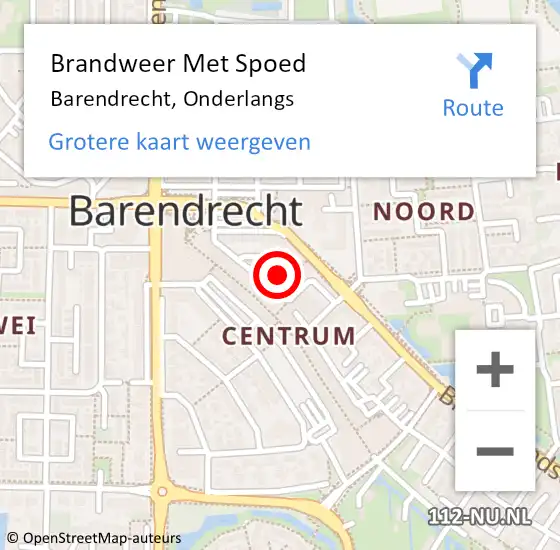 Locatie op kaart van de 112 melding: Brandweer Met Spoed Naar Barendrecht, Onderlangs op 19 mei 2022 12:58