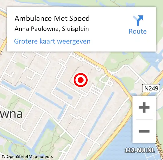 Locatie op kaart van de 112 melding: Ambulance Met Spoed Naar Anna Paulowna, Sluisplein op 19 mei 2022 13:55