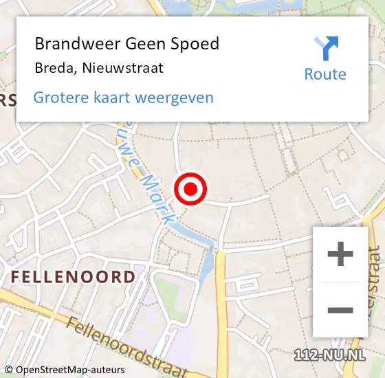 Locatie op kaart van de 112 melding: Brandweer Geen Spoed Naar Breda, Nieuwstraat op 19 mei 2022 14:26
