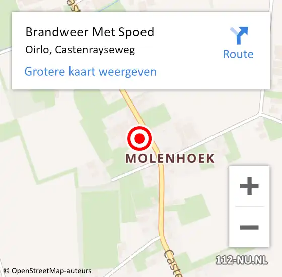 Locatie op kaart van de 112 melding: Brandweer Met Spoed Naar Oirlo, Castenrayseweg op 19 mei 2022 15:42