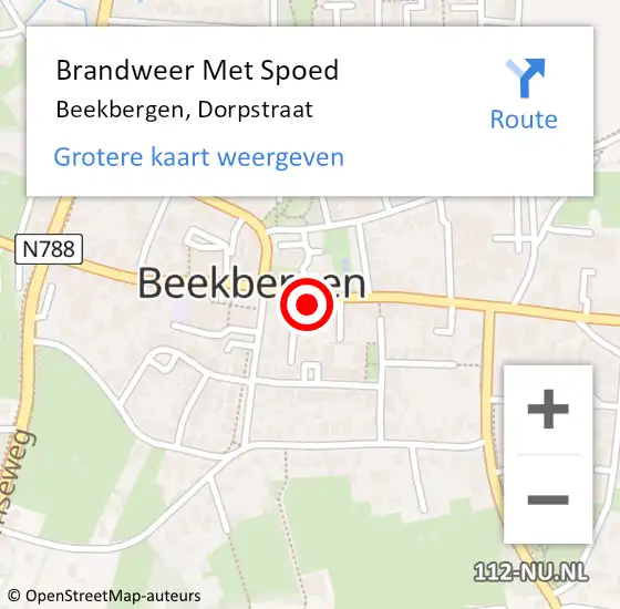 Locatie op kaart van de 112 melding: Brandweer Met Spoed Naar Beekbergen, Dorpstraat op 19 mei 2022 16:09