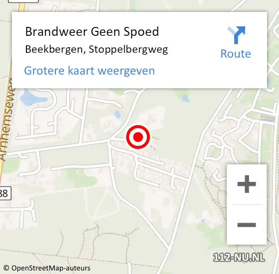 Locatie op kaart van de 112 melding: Brandweer Geen Spoed Naar Beekbergen, Stoppelbergweg op 19 mei 2022 16:18