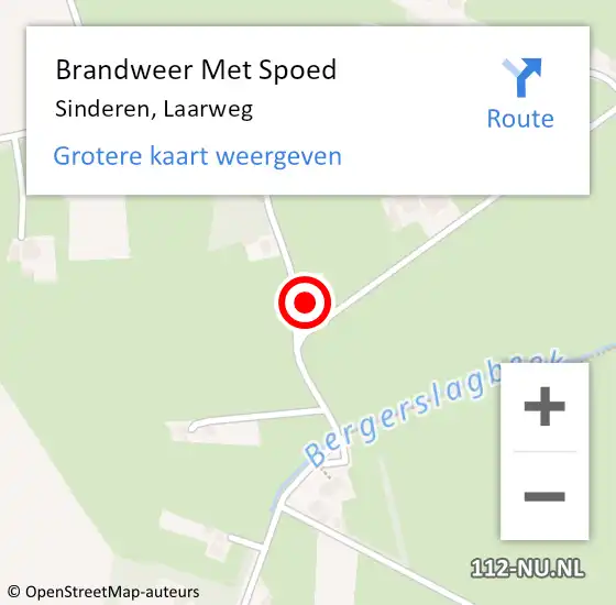 Locatie op kaart van de 112 melding: Brandweer Met Spoed Naar Sinderen, Laarweg op 19 mei 2022 16:28
